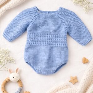 Body de Punto Artesanal en Azul Bebé