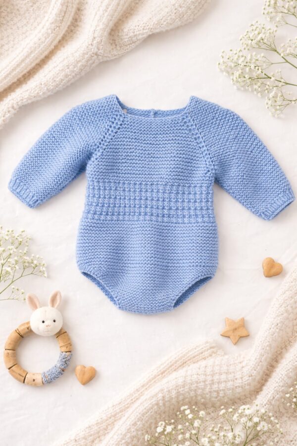 Body de Punto Artesanal en Azul Bebé