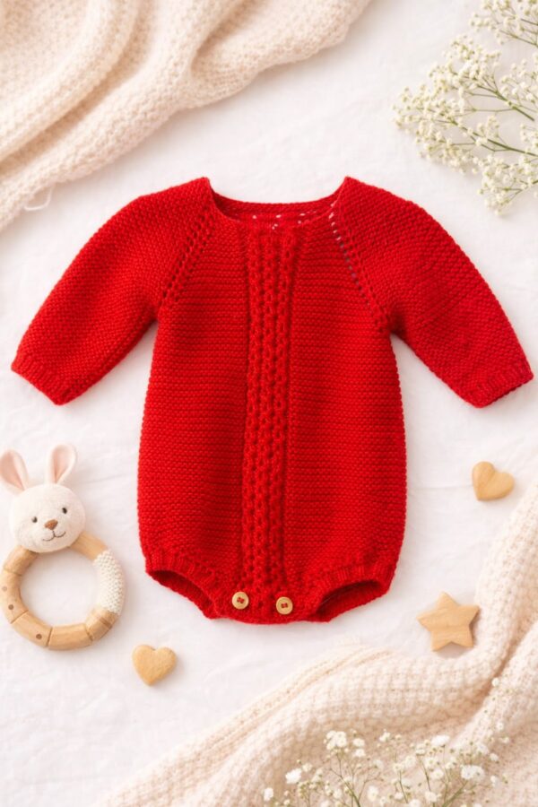 Body de Punto Artesanal en Rojo Intenso