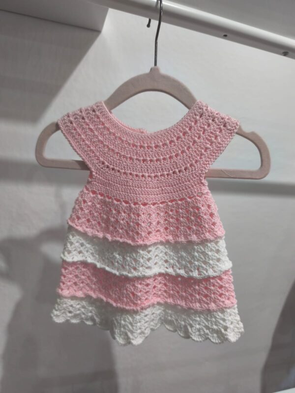 vestido crochet 0-3 Vestido crochet rosa