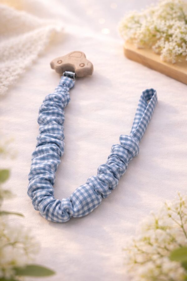 Chupetero Vichy Azúl  con clip de Coche