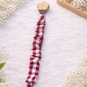 Chupetero Vichy Granate XL con Clip de Flor